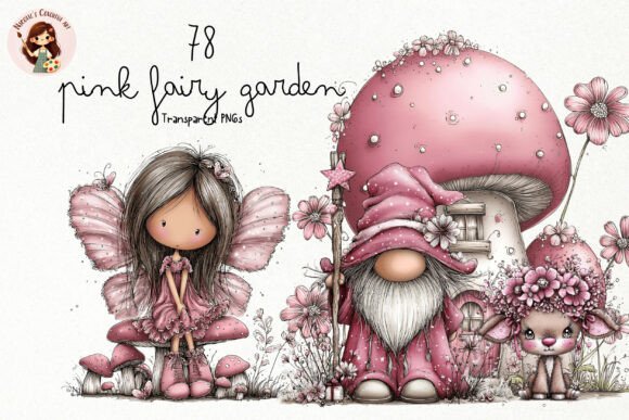 Download Pink Fairy Garden PNG Clipart Bundle - Ink Collection
