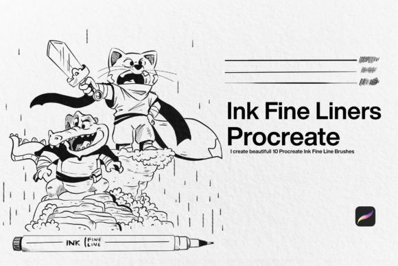 Download 10 Ink Fine Liner Brushes Procreate - Ink Collection